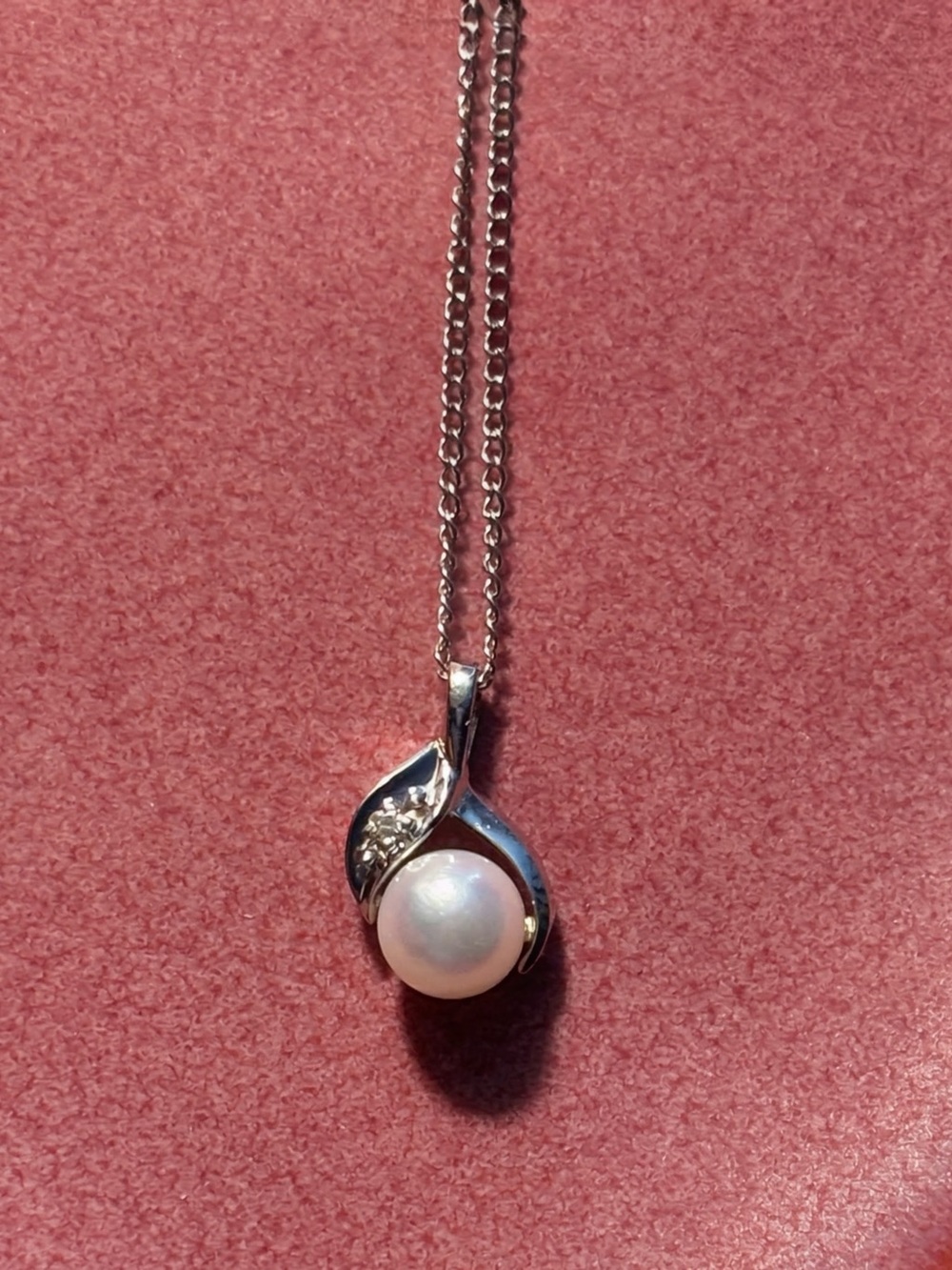 Vintage Estate 14k White Gold Pendant & Diamond Necklace